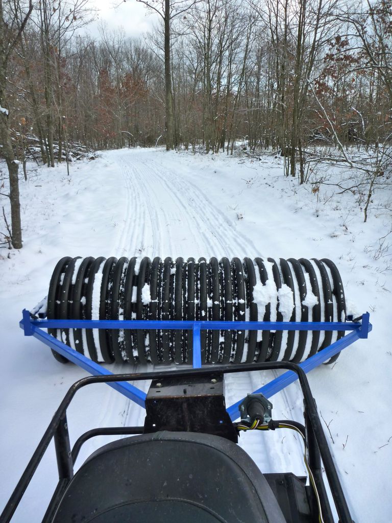 View of roller and trail from sled